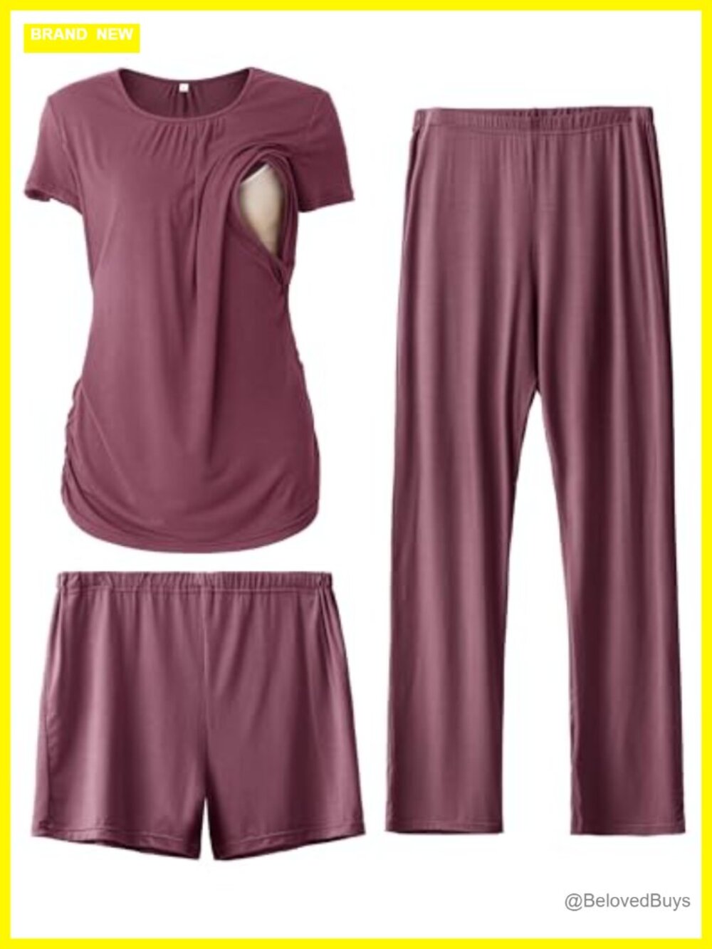 Maternity Nursing Pajamas Set 3 Piece Breastfeeding PJS Loungewear Sleep Set